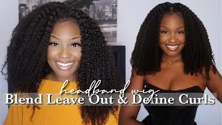 Natural Curly Headband Wig | How To Blend Leave Out & Define Curls | Hot Beauty Hair
