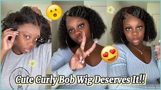 *Can'T Miss Cute Curly Bob Wig 14Inch Short Lace Wig Install Ft. #Elfinhair Honest Review