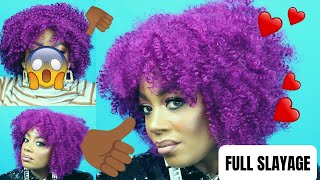 $18 Aisi Amazon/ Aliexpress! Watch Me Slay This Cheap Wig Kinky Purple Wig! | Part 2 | Ms Excalibar