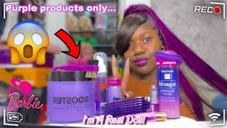 Doing A "Barbie Ponytail" Only Using Purple Products