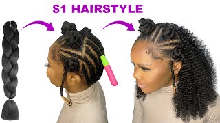 Wow!! $1 Hairstyle Using Braid Extension/ Beginner Friendly