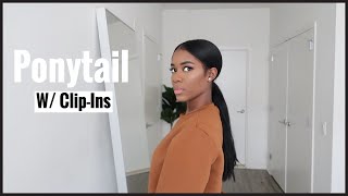Sleek Ponytail Using Clip-Ins |Relaxed Hair