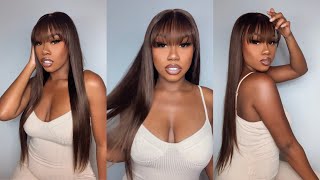 It'S Just Something About Bangs  Chocolate  Lace Front Wig Ft West Kiss Hair | The Tastemaker