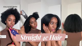 90S Ponytail Part1: Silkpress On 4C Hair With Dyson Hair Dyer Iron | #Ulahair
