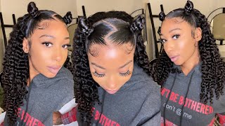 Feeling Myself With This Curly Wig! Two Buns With Zig Zag Part  Melted Install | Asteria Hair