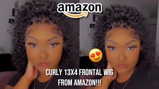 Affordable '20 Inch 13X4 Frontal Curly Water Wave Wig Install From Amazon