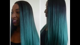 Kylie Jenner Inspired Green/Teal Ombre Lace Front Wig :Bobbi Boss Lace Front Wig Mlf99 Yani