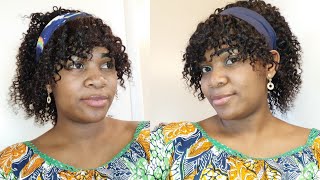 How To Make A Headband Wig With Bangs/ No Edges? No Leave Out Try This