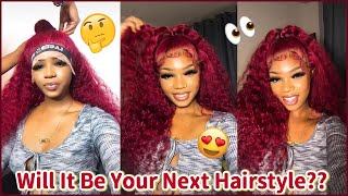 Click To Get Your New Hair Color 13X4 Lace Wig Install~ 99J Deep Wave Hair #Elfinhair Honest Review
