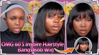 Seriously!! Cheap & Easy Bangs Wig Install! Short Straight Hair Ft.#Ulahair Review