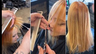 Great Tips For Cut Long Hair | Layered Hair Cutting Techniques | How To Cut Long Bangs