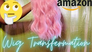 Amazon Wig Transformation Pink Bob  #Wigs #Amazon #Wigreview