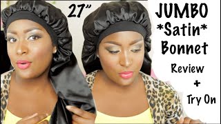 Jumbo Hair Satin Bonnet Sleep Cap Review + Try On | Dreadlocks Edition