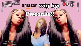   Amazon Synthetic Headband Wig      By  Pweouke Store...Installed Over My Full Head Weave