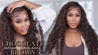 Fall Vibes! Pre-Colored Brown Water Wave Frontal Wig Install | Start To Finish | Asteria Hair