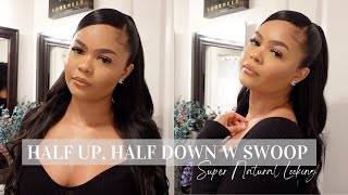 How To: Half Up Half Down Quick Weave W/ Swoop| Quick & Easy At Home Hairstyle