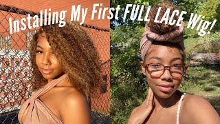Installing My First Full Lace Wig| Afsisterwig Cute Highlight Blonde Curly Bob