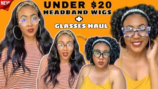 Wow!  Affordable Headband Wig Haul + Affordable Glasses Lookbook | Synthetic Half Wig W/ Headband