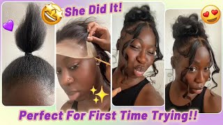 So Dope! Invisible Lace Frontal Top Knot Bun~ Hair Tutorial For Extended Pony #Elfinhair