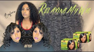 How To: Relaxing My Curly Amazon Wig | Wig Revamp | Relaxing Curly Hair
