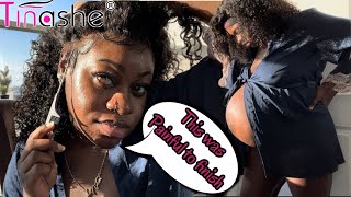 I'M In Labor  Had To Get Cute Installing My Favorite Glueless Curly Wig| Ft. Tinashe Hair