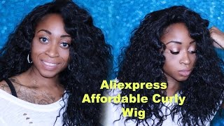 How To  Aliexpress  Curly Synthetic Cheap Lace Front Wig Review  | Samorelovetv