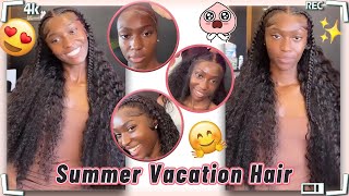 Summer Vacation Hair!13X6 Hd Big Lace Frontal Wig Install W/ Braids Tutorial Ft.#Ulahair