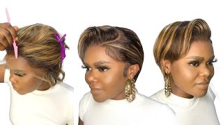 Short Pixie Cut Bob Frontal Wig Installation / Start To Finish/ Megalook Hair