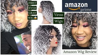 Yiroo Kanekalon Ombre Grey Curly Lace Front Synthetic Wig First Time Amazon Wig In Depth Review