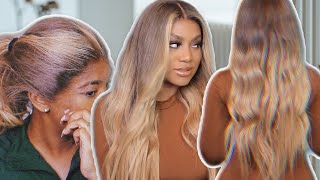 Khloe Kardashian Inspired Blonde Swiss Lace Frontal Install! No Stylist, Custom Color Ft. Rpgshow