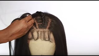 Joedir 24" Free Part Lace Frontal Straight Yaki Synthetic Wig, Human Hair Feeling