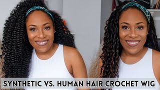 Synthetic Vs. Human Hair Crochet| Half-Wig Headband Wig Edition