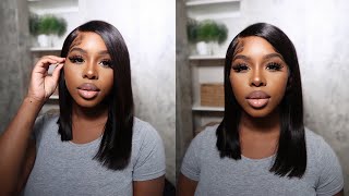 Beginners Friendly And Easy Install Glueless Silky Side Part Bob Wig Tutorial | Ft. Sunber Hair