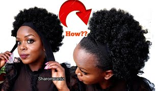 Easy!!No Heat Blow Outwow!! Afro Natural Hair!You Will Be Shocked!! Headband Wig
