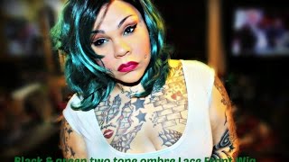 Black & Green Two Tone Ombre Lace Front Wig (Aliexpress)