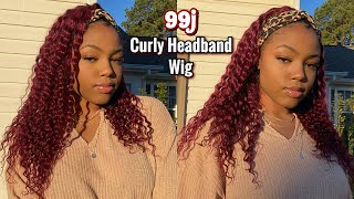 Spicy 99J Curly Headband Wig Install | My Shiny Wigs