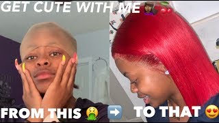 Red Frontal Wig Install (Hilarious) Ft. Meltdowngalore | Get Cute Wth Me