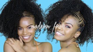 Clip In Ponytail Updo With Gold Accessories | Modern Fro Sheba | Natural Hai Review