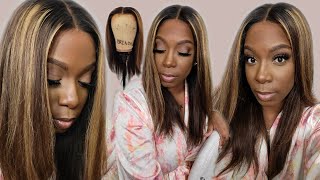  Glueless Brown Blonde Highlights Lace Front Wig | Realistic Beginner Wig Install |  Omgqueenhair