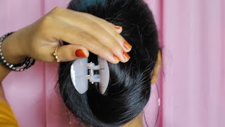 Simple And Quick Bun Hairstyle For Long Hair | Rubber Band Only Hairstyles | Hairstyles