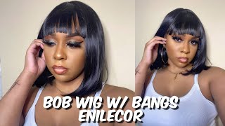 Synthetic Bob Wig With Bangs | Enilecor Amazon | Lindsay Erin
