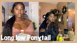 Low Frontal Ponytail Using Braiding Hair|Easy
