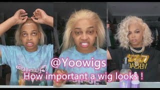613 Blonde Wavy Short Bob Wig Glueless Human Hair Lace Wigs/Yoowigs