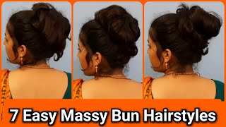 7 Easy Messy Bun Hairstyles For U Pins With Rubber Band Medium To Long Hair For College, Office
