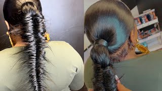 Full Wig Install Side Swoop Ponytail + Fishtail Braid