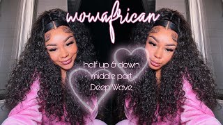 Half Up Half Down + Middle Part | Sexy Curly Wig Ft Wowafrican Hair