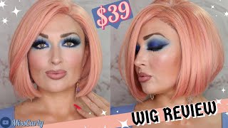 Lace Front Wig Review Noble Bob Wig Pink  // 13X7 Lace // Wow! Stunning Amazon Wig! Best Bob Wig!