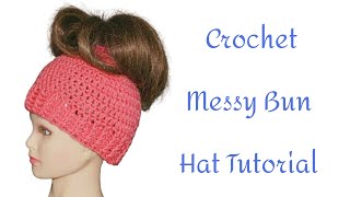 How To Crochet A Ponytail Holder Messy Bun Beanie Hat Tutorial