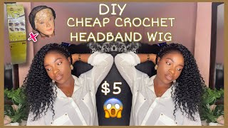 How To : Cheap Crochet  Headband Wig  With X-Pression Hair + Diy Headband Wig Cap