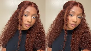 Beautiful 33B Color Curly Frontal Wig Install | Perfect Color For Fall  | Ft. Beauty Forever Hair